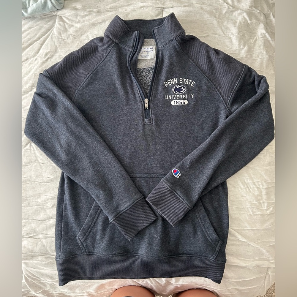 Champion Gray Zip Up Sweater Athletic Casual